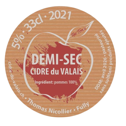 Cidrerie du Valais – Demi-Sec Craft Cider 33cl | 100% Natural, Sulfite-Free
